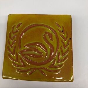 Handmade Ceramic Tile:  Yellow Swan
